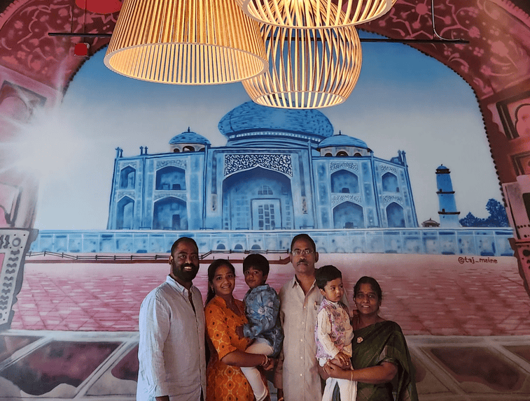 The Reddy Guntaka family: Sai, Charitha, Geetansh, Sudarsana, Sidhansh and Hemalatha.