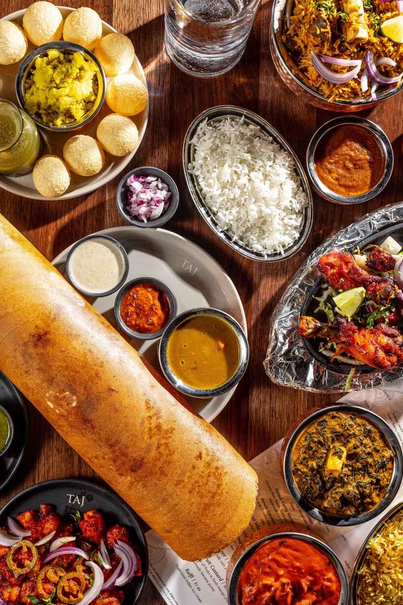 a collection of food you can order at Taj